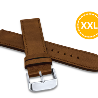LAVVU XXL Prodloužený prošitý hnědý řemínek VERONA z luxusní kůže Top Grain - 20 XXL