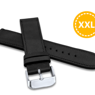 LAVVU XXL Prodloužený prošitý černý řemínek VERONA z luxusní kůže Top Grain - 22 XXL