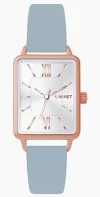 MINET Rosegold dámské hodinky SIENA s šedým koženým řemínkem
